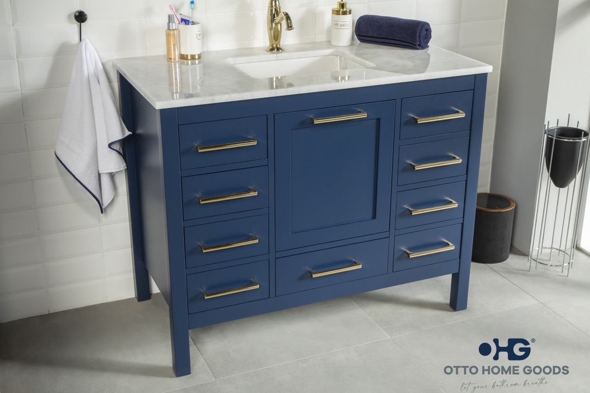 Ashley 42" Navy Blue Bathroom Cabinet - ProcidaTile