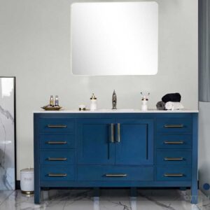 Ashley 60" Navy Blue Single Sink Bathroom Cabinet
