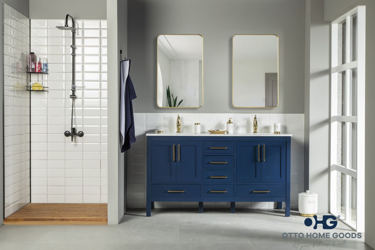 Ashley 60" Navy Blue Bathroom Cabinet