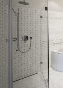 Savoia Evoque White w/ Grey Dot Porcelain Basketweave