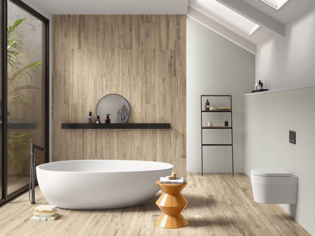 wood look bathtub tile