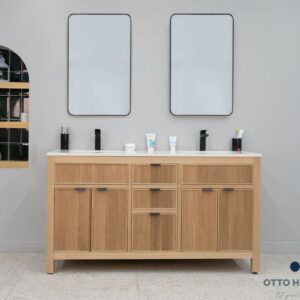 Catalina Natural OAK 60" Double Bowls Bathroom Cabinet