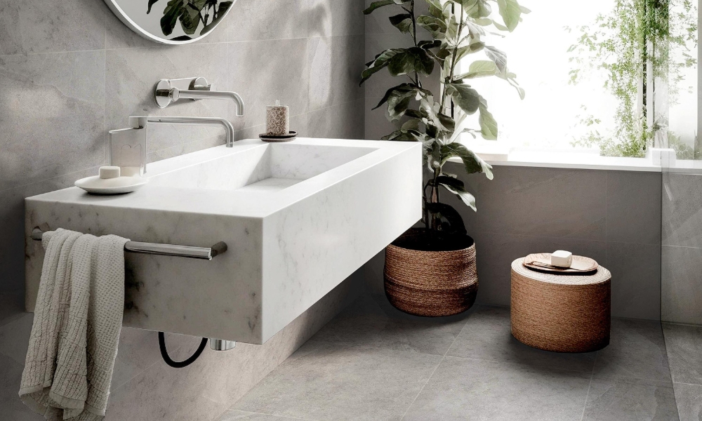 stone look porcelain floor tiles for bathroom