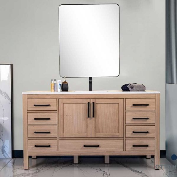 Ashley 60″ Natural Oak Single Sink Bathroom Cabinet