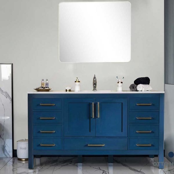 Ashley 60″ Navy Blue Single Sink Bathroom Cabinet