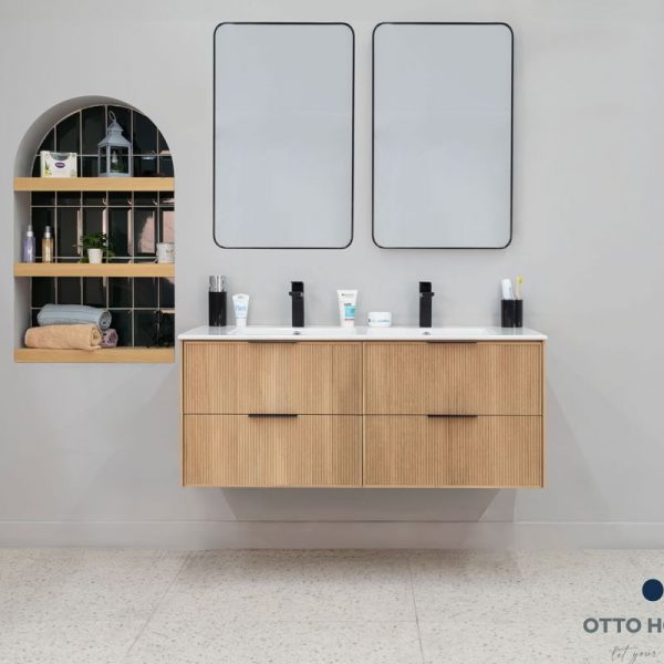 Sorrento Natural OAK 48″ Double Bowls Bathroom Cabinet