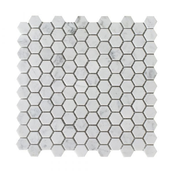 Bianco Carrara Honed 1″ Hexagon Mosaic