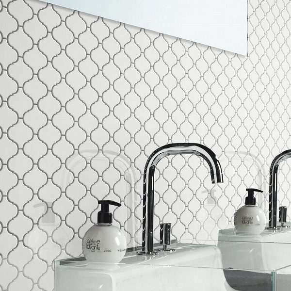 Procida Mosaics- Arabesque White Shiny