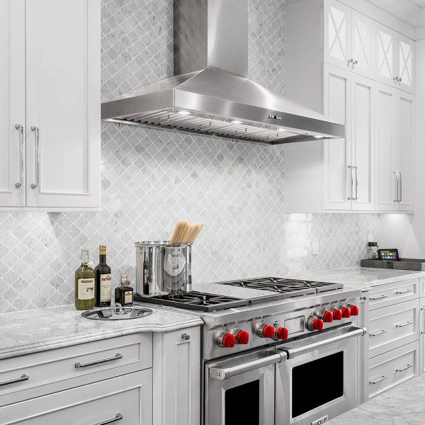 Dolphin- White Carrara Mini Arabesque Pattern Polished