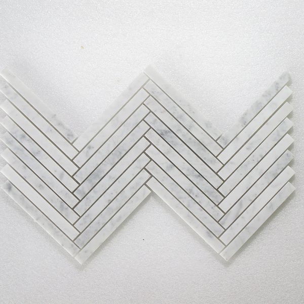 Bianco Carrara Honed & Polished Herringbone 5/8″x6″