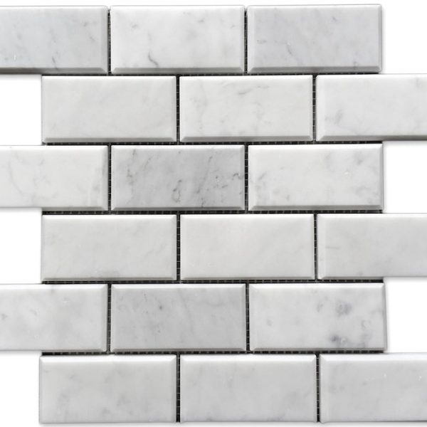 Bianco Carrara Polished & Beveled 2″x4″ Mosaic
