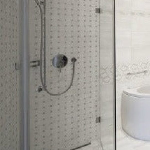 Savoia Evoque White w/ Grey Dot Porcelain Basketweave