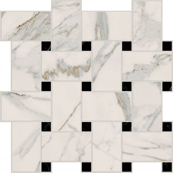 Marca Corona- Pure 12″x12″- Giovanna Polished Basketweave Mosaic