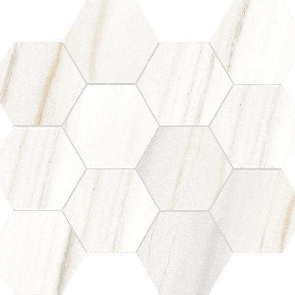 Rondine- Canova Lasa White 3″ Hexagon Mosaic