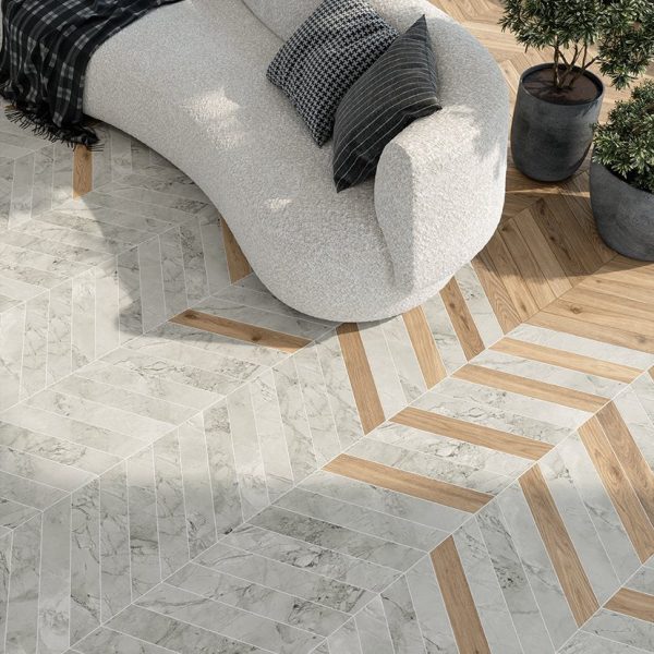 Marca Corona – Scultorea Foam Grey Porcelain Chevron
