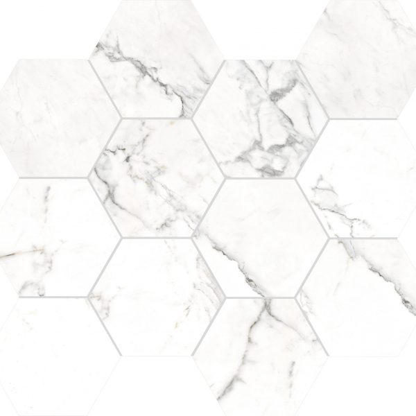 Rondine- Canova Statuario 3″ Hexagon Mosaic