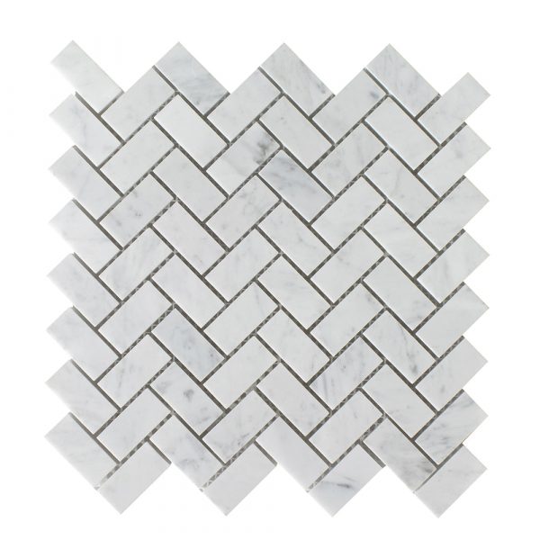 Bianco Carrara Polished 3/4″x2″ Herringbone Mosaic