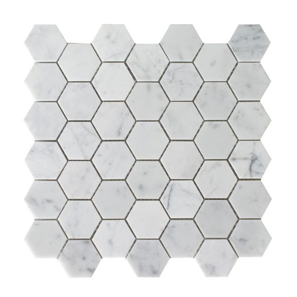 Bianco Carrara Honed 2″ Hexagon Mosaic