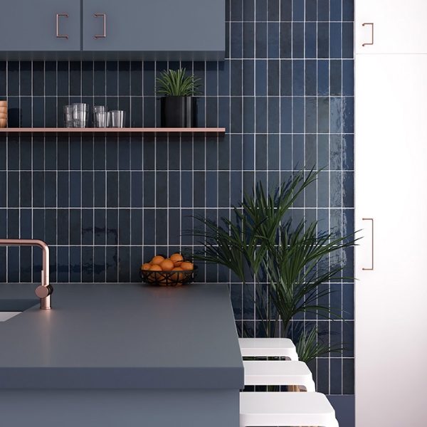 vertical subway backsplash